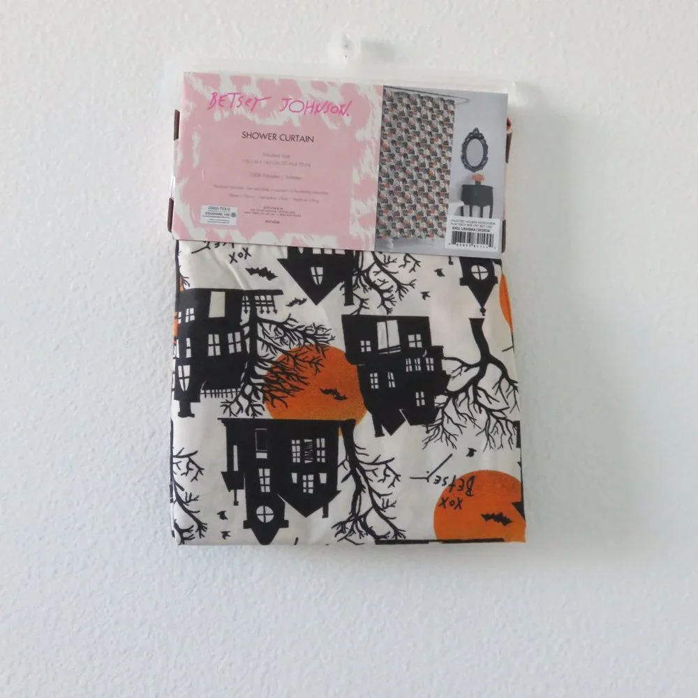 (#H) Betsey Johnson Candy Haunted House Shower Curtain